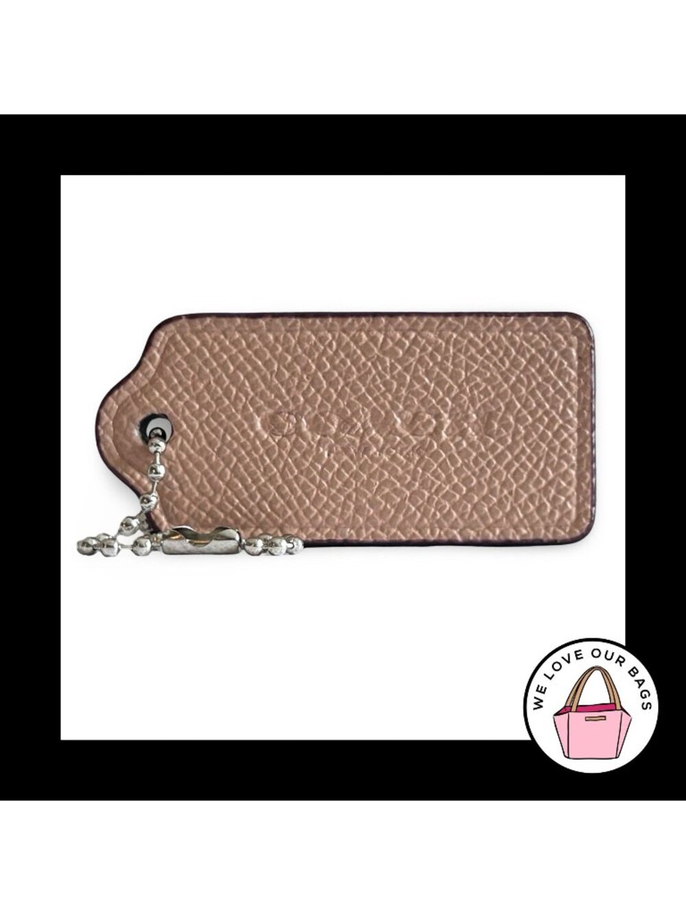 COACH HANG TAG 2.25" Tan Nude Buff Leather Bag Charm Keychain Fob New York